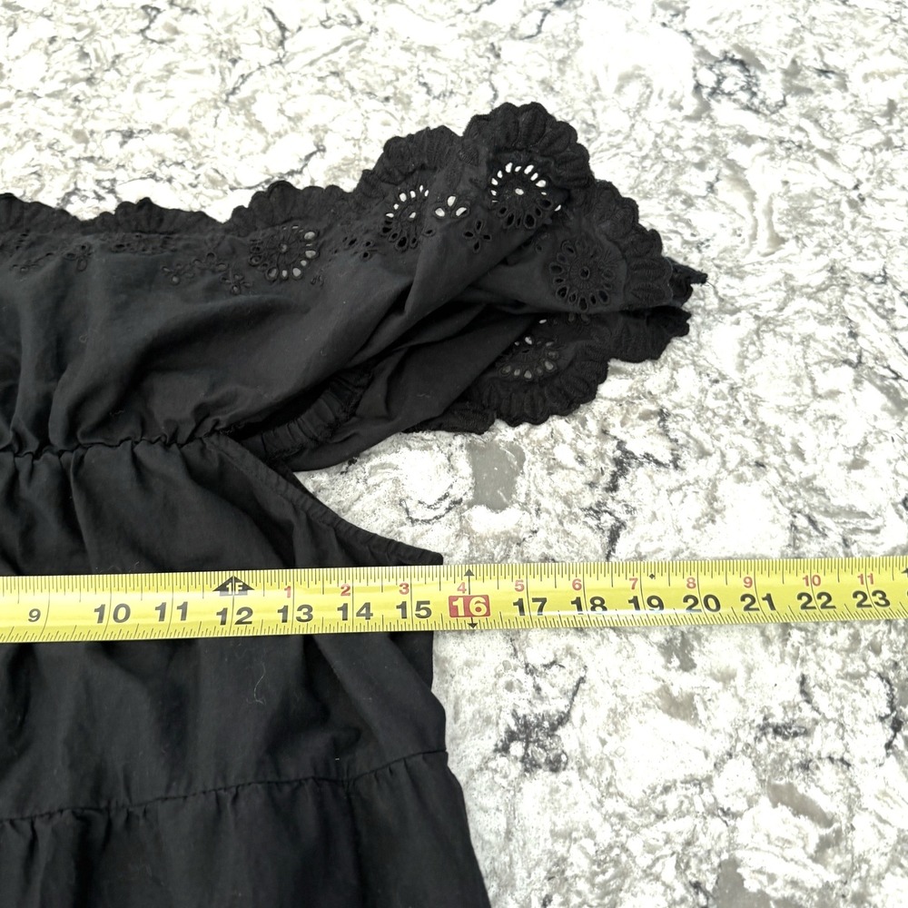 Old Navy Black Maxi Dress Eyelet Off The Shoulder Ruffle Tiered 100% Cotton SZ M - Picture 9 of 12